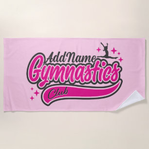 Personalised NAME Gymnast Split Leap Gymnastics  Beach Towel