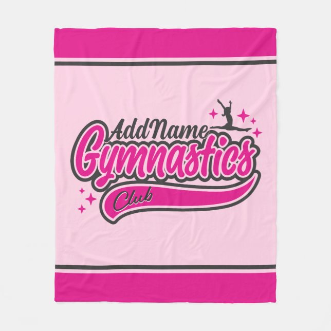 Personalised NAME Gymnast Split Leap Gymnastics Fleece Blanket (Front)