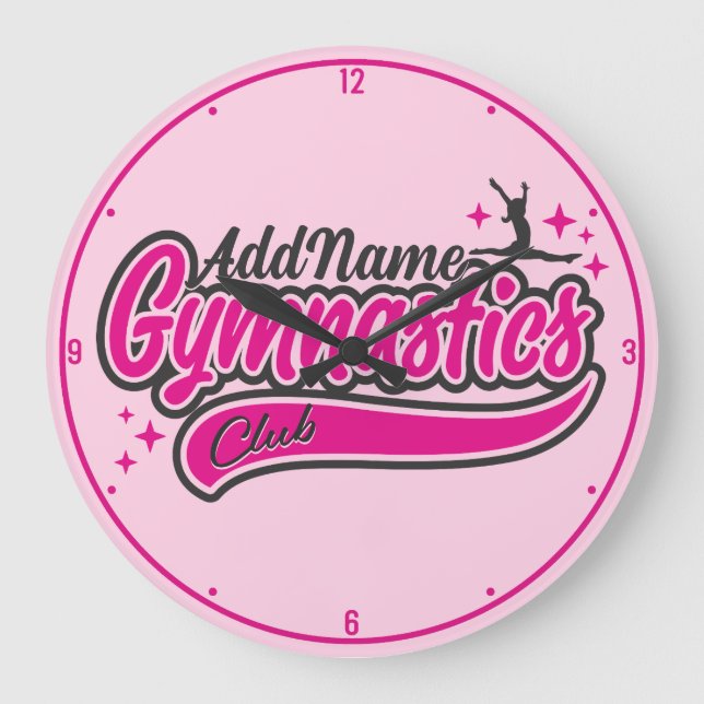 Personalised NAME Gymnast Split Leap Gymnastics Large Clock (Front)