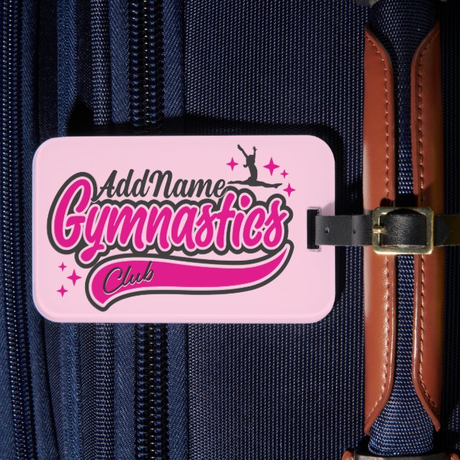 Personalised NAME Gymnast Split Leap Gymnastics Luggage Tag (Front Insitu 4)
