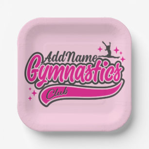 Personalised NAME Gymnast Split Leap Gymnastics  Paper Plate