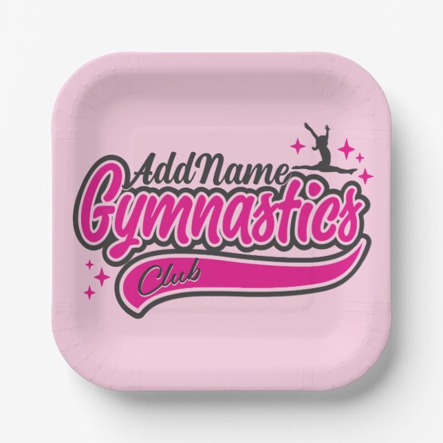Personalised NAME Gymnast Split Leap Gymnastics  Paper Plate (Front)