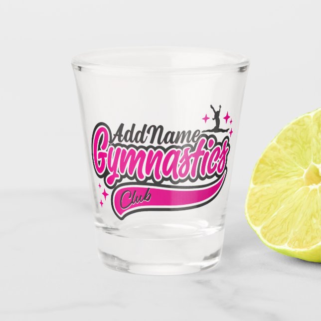 Personalised NAME Gymnast Split Leap Gymnastics  Shot Glass (Front)