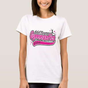 Personalised NAME Gymnast Split Leap Gymnastics  T-Shirt