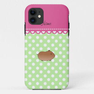Personalised name hamster green white dots iPhone 11 case