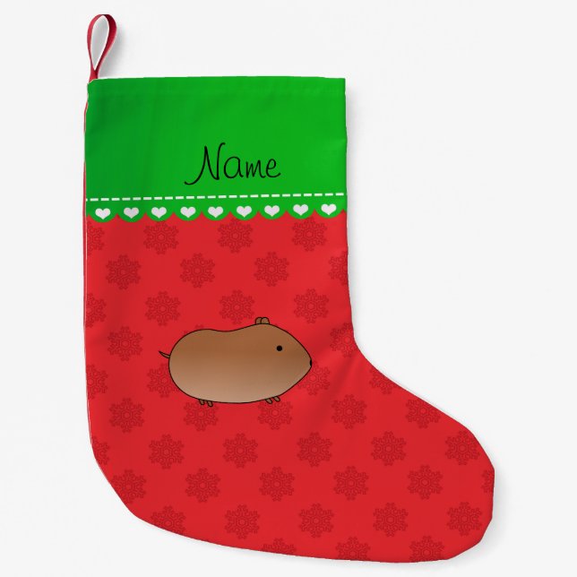 Personalised name hamster red snowflakes small christmas stocking (Front)
