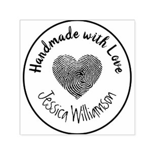 Personalised Name Handmade with Love Heart Self-inking Stamp