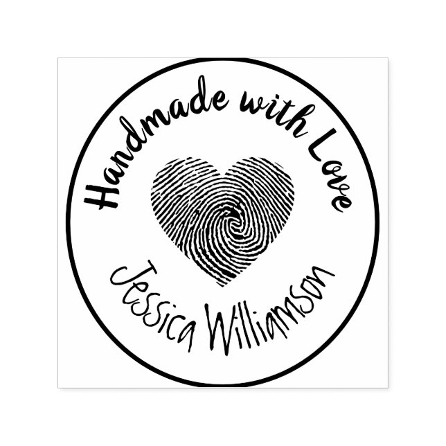 Personalised Name Handmade with Love Heart Self-inking Stamp (Design)