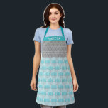 Personalised Name Hanukkah Menorah Star Holiday  Apron<br><div class="desc">Celebrate the Festival of Lights in style with this personalised Hanukkah apron featuring a modern menorah and star pattern in blue and grey. Customised with your name, this apron is perfect for preparing holiday meals, baking festive treats, or hosting Hanukkah gatherings. The elegant design blends tradition with a contemporary touch,...</div>