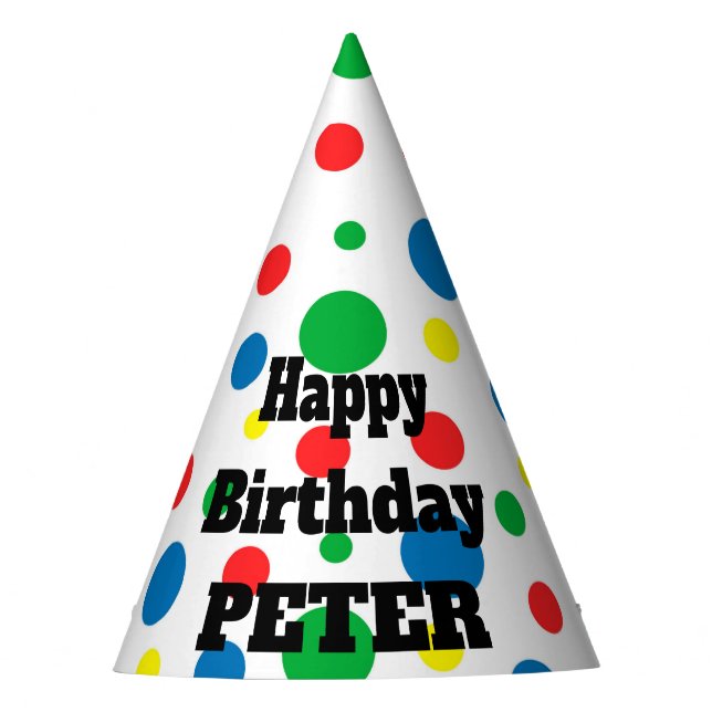 Personalised Name Happy Birthday Party Hat (Front)