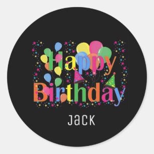 Personalised Name Happy Birthday Party Sticker