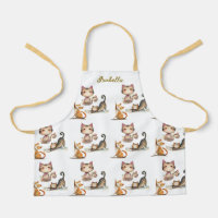 Personalised Name Happy Cats Young Lady Apron
