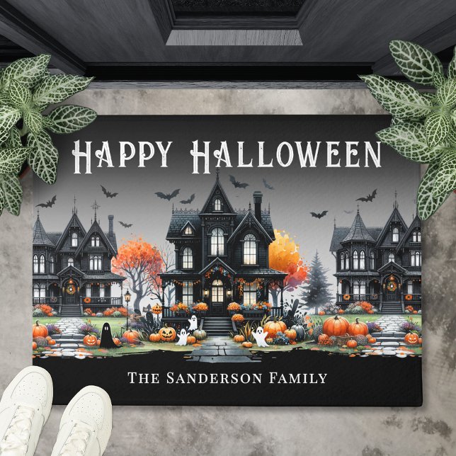Personalised Name Happy Halloween Doormat (Personalized Name Happy Halloween Doormat)