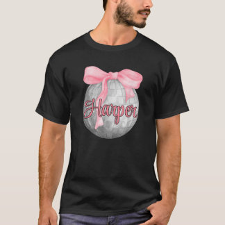 Personalised Name Harper Coquette Bow Pink Disco B T-Shirt