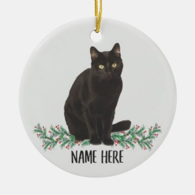 Personalised Name Havana Cat Black Gifts 2022 Chri Ceramic Tree Decoration (Front)