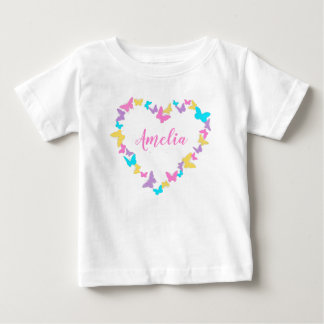 Personalised Name Heart of Butterflies  Baby T-Shirt