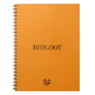 Personalised Name Heart Orange Biology Notebook
