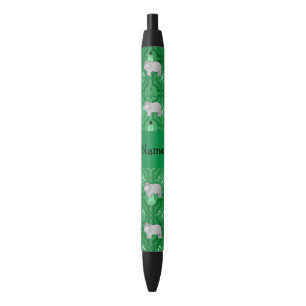 Personalised name hippo green snowmen black ink pen