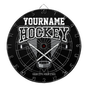 Personalised NAME Hockey Player Stick Puck Team Dartboard