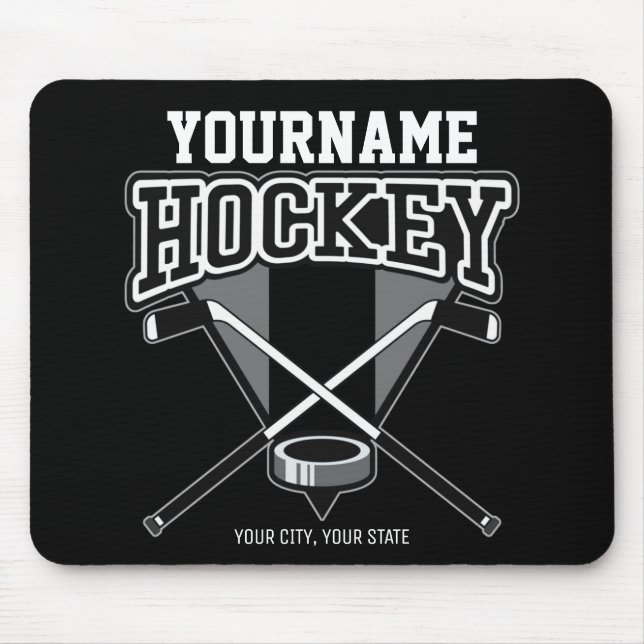 Personalised NAME Hockey Player Stick Puck Team   Mouse Mat (Front)