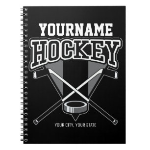 Personalised NAME Hockey Player Stick Puck Team  Notebook