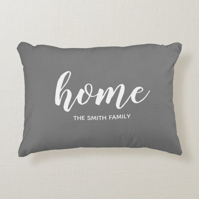 Personalised Name Home Sentiment Grey Decorative Cushion (Front)