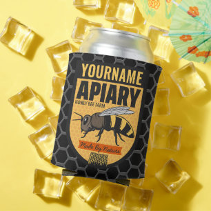 Personalised NAME Honey Bee Apiary Beehives Farm  Can Cooler