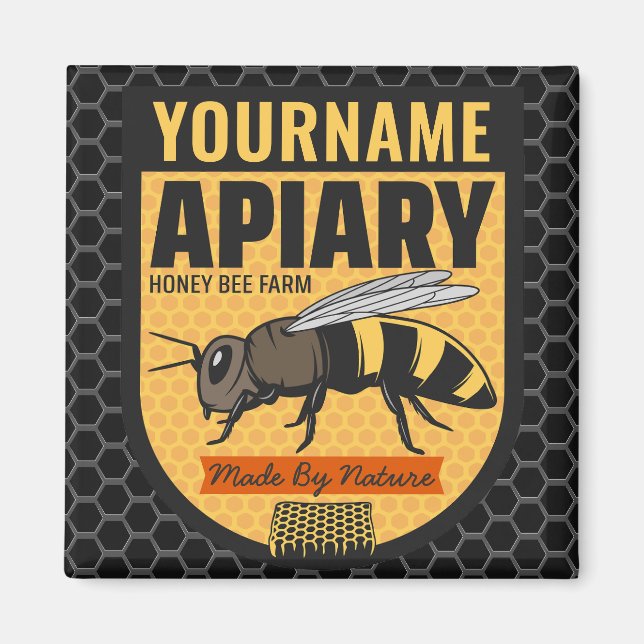 Personalised NAME Honey Bee Apiary Beehives Farm  Magnet (Front)