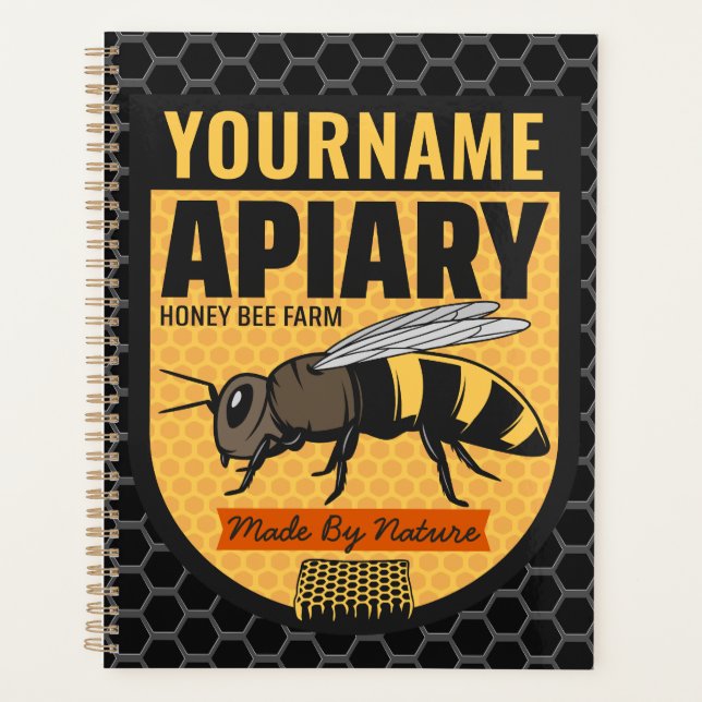 Personalised NAME Honey Bee Apiary Beehives Farm  Planner (Front)
