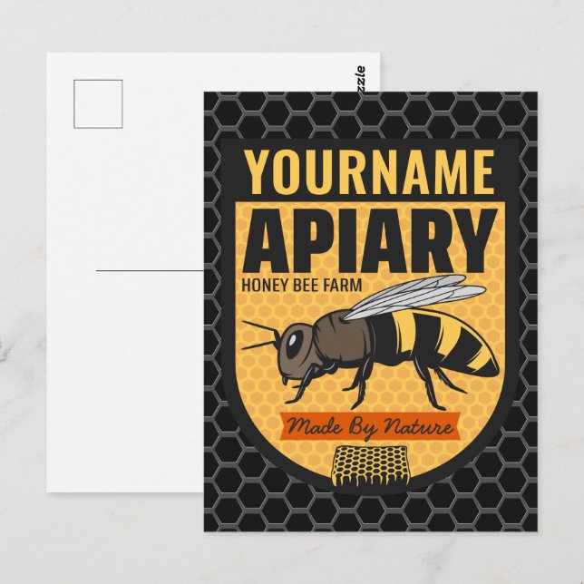 Personalised NAME Honey Bee Apiary Beehives Farm  Postcard (Front/Back)