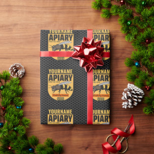 Personalised NAME Honey Bee Apiary Beehives Farm Wrapping Paper