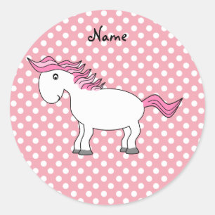 Personalised name horse classic round sticker