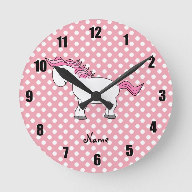 Personalised name horse round clock (Front)