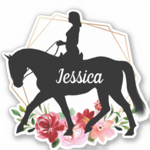 Personalised Name horse Silhouette Equestrian Stic