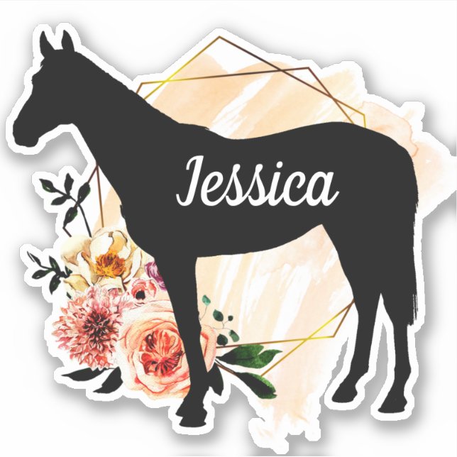 Personalised name horse silhouette Sticker  (Front)