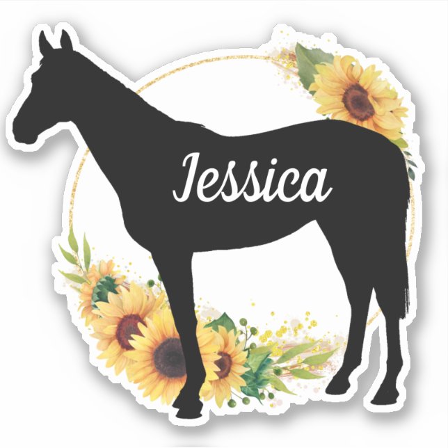 Personalised name horse silhouette Sticker  (Front)