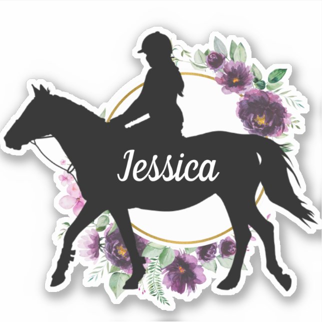Personalised name horse silhouette Sticker  (Front)
