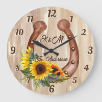 Personalised name horseshoe with sunflowers wood