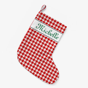 Personalised name houndstooth Christmas stocking