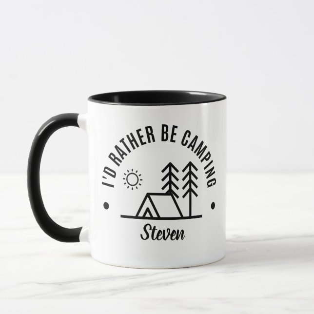 Personalised Name I'd Rather Be Camping Mug (Left)