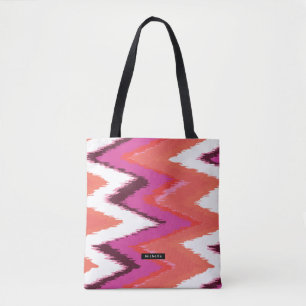 Personalised Name Ikat Chevron Pattern Bridesmaid Tote Bag