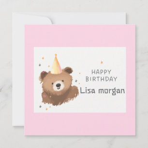 Personalised name in the panda birthday holiday card