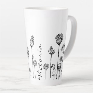 Personalised Name In The Pattern Black And White Latte Mug