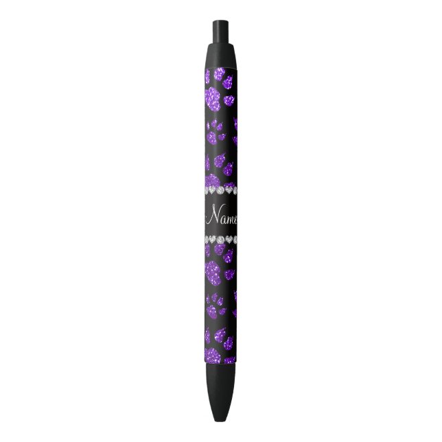 Personalised name indigo purple glitter cat paws black ink pen (Front Vertical)