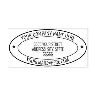 Personalised Name Info Address Oval Rubber Stamp