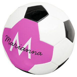 Personalised Name Initial Girly Bright Pink Football