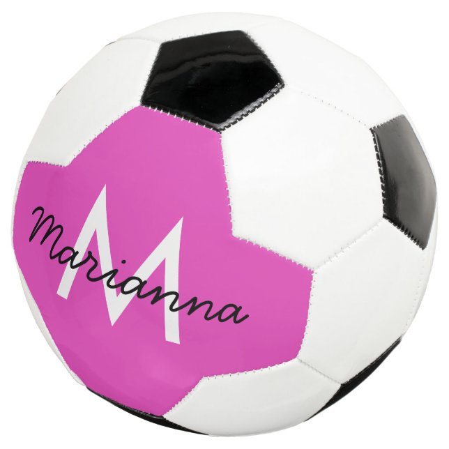 Personalised Name Initial Girly Bright Pink Football (Three Quarter)