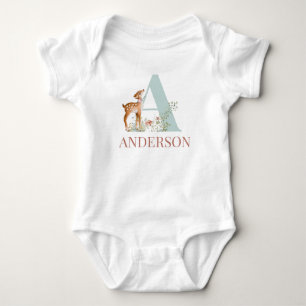 Personalised Name Initial Letter A Baby T-Shirt Bodysuit