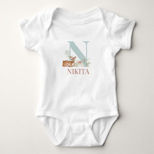Personalised Name Initial Letter N Baby Bodysuit