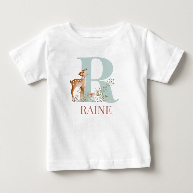 Personalised Name Initial Letter R Baby T-Shirt (Front)